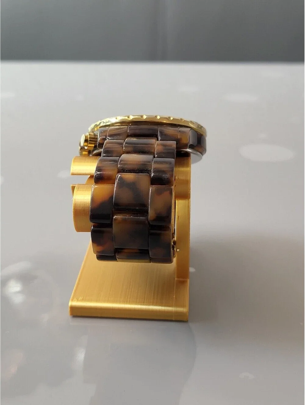 Michael Kors Men's Gold Chronograph Wristwatch Bracelet Brown Rhinestones Works!